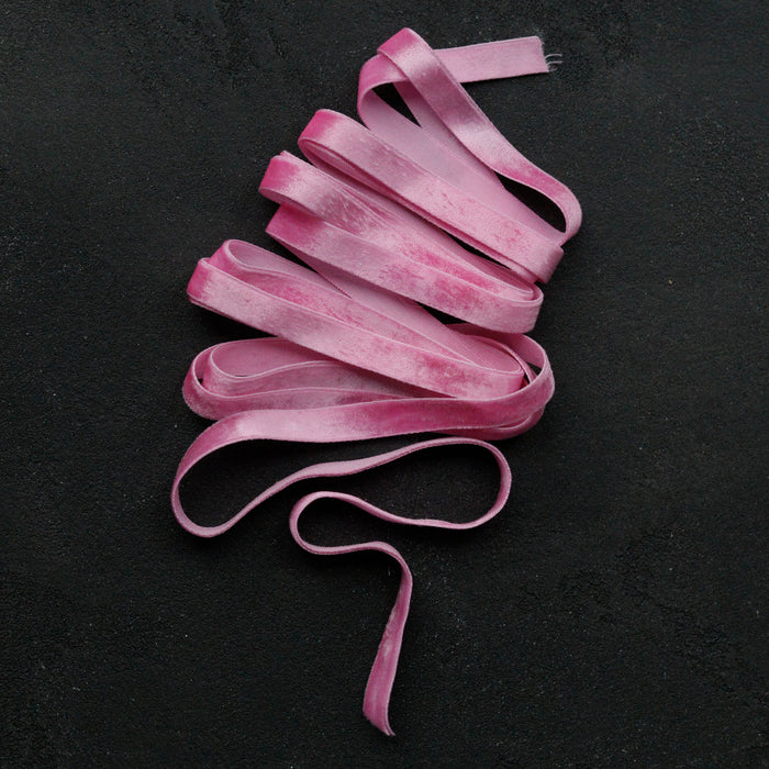 1/2'' Velvet ribbon with processed edges - Dragon fruit – IngenueSilk